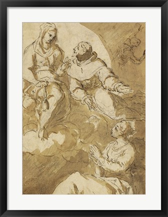Framed Saint Francis Interceding with the Virgin on Behalf of a Female Saint Print