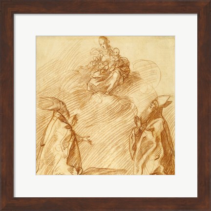 Framed Virgin and Child Appearing to Two Bishops Print