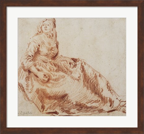 Framed Study of a Seated Woman Print