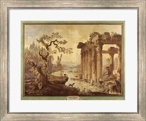 Framed Landscape with Ruins Print