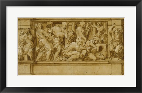 Framed Design for a Frieze with Worshippers Bringing Sacrificial Offerings Print