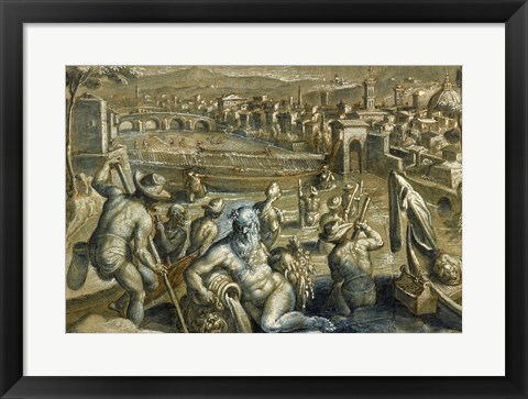 Framed Arno with Fishermen Print