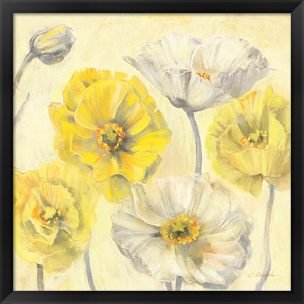 Framed Gold and White Contemporary Poppies II Print