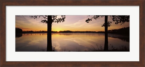 Framed Lake at sunrise, Stephen A. Forbes State Recreation Area, Marion County, Illinois, USA Print