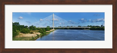 Framed Cable stayed bridge across a river, River Suir, Waterford, County Waterford, Republic of Ireland Print