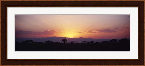 Framed Sunset over a landscape, Tarangire National Park, Tanzania Print
