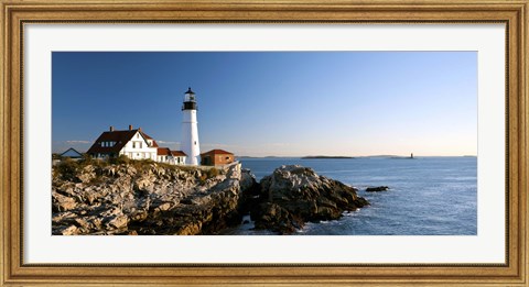 Framed Lighthouse on the coast, Portland Head Lighthouse, Ram Island Ledge Light, Portland, Cumberland County, Maine, USA Print