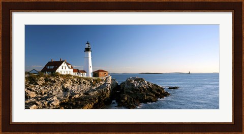Framed Lighthouse on the coast, Portland Head Lighthouse, Ram Island Ledge Light, Portland, Cumberland County, Maine, USA Print