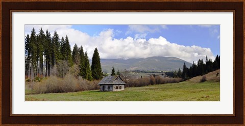 Framed Old wooden home on a mountain, Slovakia Print