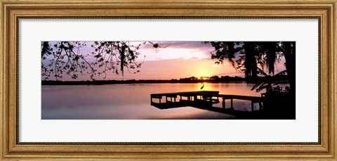 Framed Sunrise Over Lake Whippoorwill, Orlando, Florida, USA Print