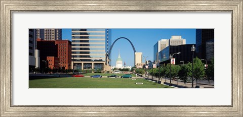 Framed Buildings in a city, Gateway Arch, Old Courthouse, St. Louis, Missouri, USA Print