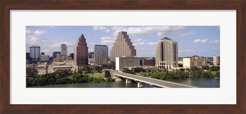 Framed Buildings in a city, Town Lake, Austin, Texas, USA Print