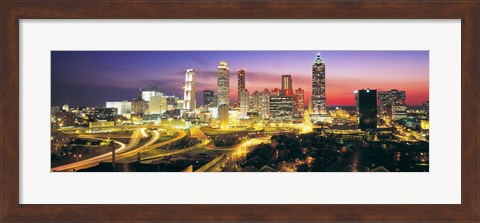 Framed Skyline, Evening, Dusk, Illuminated, Atlanta, Georgia, USA, Print
