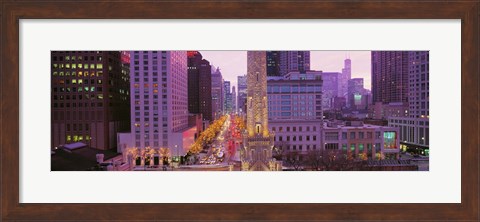 Framed Twilight, Downtown, City Scene, Loop, Chicago, Illinois, USA Print