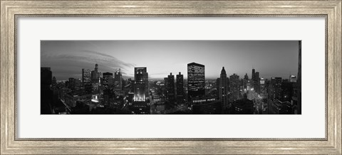 Framed Black and White View of Chicago Skyline Print