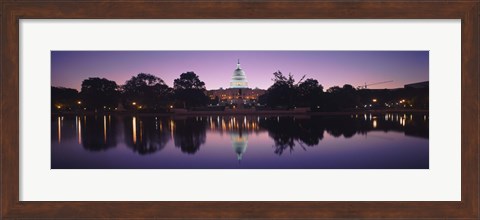Framed Reflection of a government building in a lake, Capitol Building, Washington DC, USA Print