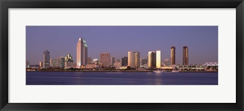 Framed San Diego Skyline, California at dusk Print