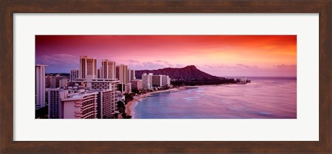 Framed Sunset Honolulu Oahu HI USA Print