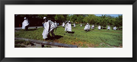 Framed USA, Washington DC, Korean War Memorial, Statues in the field Print