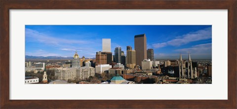 Framed Skyline View of Denver Colorado in the Day Print