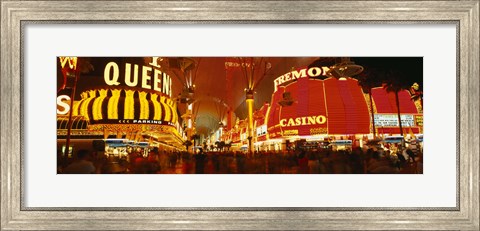 Framed Casino Lit Up At Night, Fremont Street, Las Vegas, Nevada Print