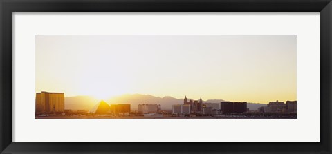Framed Sunrise over a city, Las Vegas, Nevada, USA Print