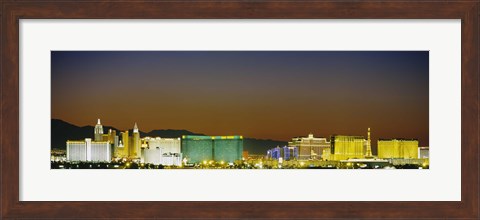 Framed Las Vegas skyline at night, Nevada Print