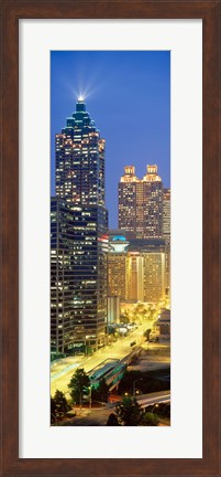 Framed Skyscrapers lit up at night, Atlanta, Georgia, USA Print