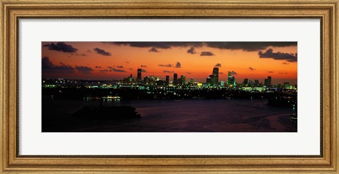 Framed Miami at night, Florida Print