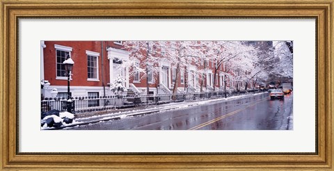 Framed Winter, Snow In Washington Square, NYC, New York City, New York State, USA Print