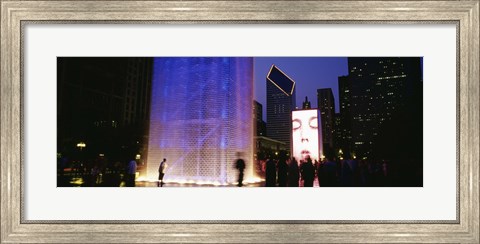 Framed Spectators Watching The Visual Screen, The Crown Fountain, Millennium Park, Chicago, Illinois, USA Print