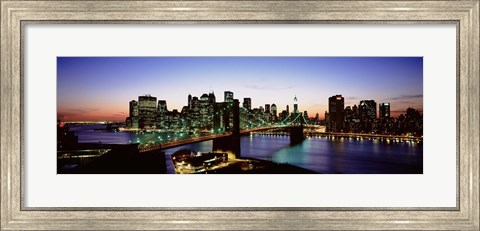 Framed High Angle View Of Brooklyn Bridge, NYC, New York City, New York State, USA Print