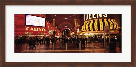 Framed USA, Nevada, Las Vegas, The Fremont Street, Large group of people at a market street Print