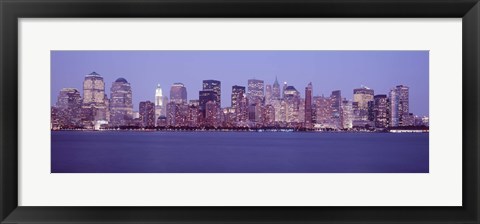 Framed Skyscrapers lit up in Manhattan, New York City Print