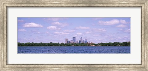 Framed Skyscrapers in a city, Chain Of Lakes Park, Minneapolis, Minnesota, USA Print