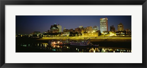 Framed Buildings Lit Up At Dusk, Memphis, Tennessee, USA Print