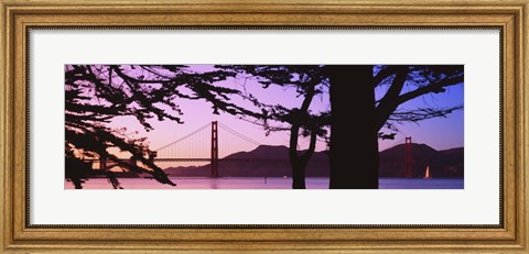 Framed Suspension Bridge Over Water, Golden Gate Bridge, San Francisco, California, USA Print