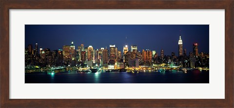 Framed Waterfront View of New York Ciry at Night Print