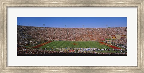 Framed High angle view of a football stadium full of spectators, Los Angeles Memorial Coliseum, City of Los Angeles, California, USA Print