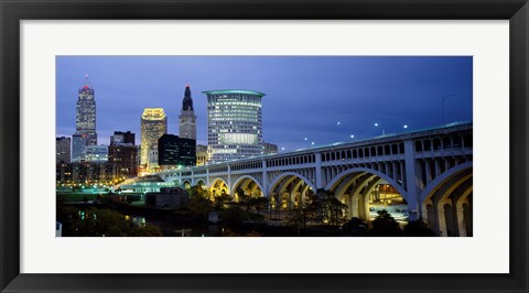 Framed Detroit Avenue Bridge at Dusk Print