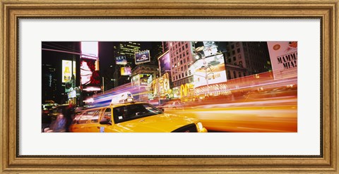 Framed Yellow taxi on the road, Times Square, Manhattan, New York City, New York State, USA Print