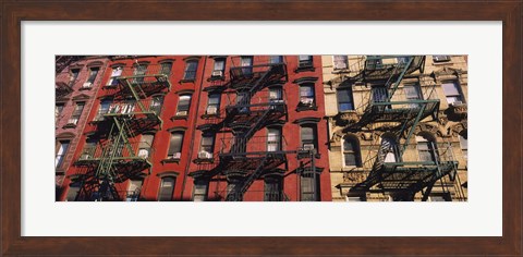 Framed Low angle view of fire escapes on buildings, Little Italy, Manhattan, New York City, New York State, USA Print