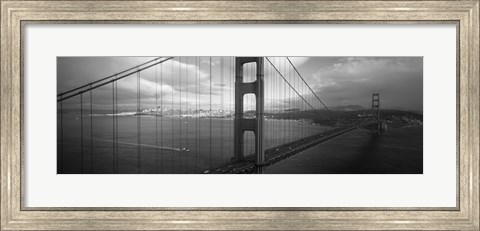 Framed High angle view of a bridge across the sea, Golden Gate Bridge, San Francisco, California Print