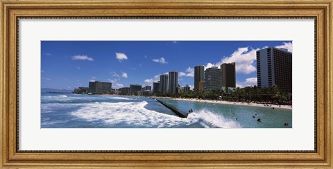 Framed Waikiki Beach, Honolulu, Oahu, Hawaii Print