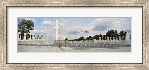 Framed Fountains at a memorial, National World War II Memorial, Washington Monument, Washington DC, USA Print
