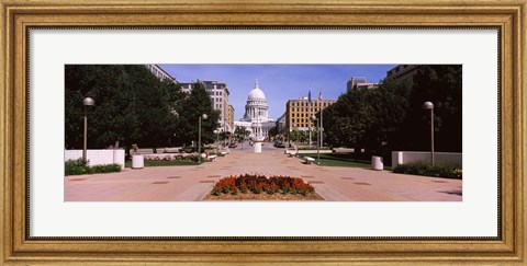 Framed Footpath leading toward a government building, Wisconsin State Capitol, Madison, Wisconsin, USA Print