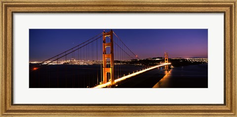 Framed Golden Gate Bridge Lit Up at Dusk, San Francisco Print