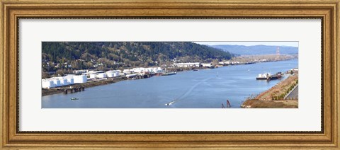Framed High angle view of a river, Willamette River, Portland, Multnomah County, Oregon, USA Print