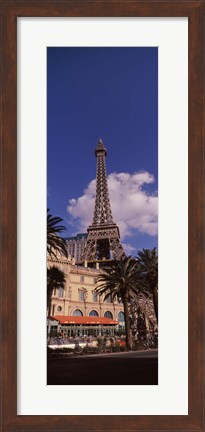 Framed Low angle view of a hotel, Replica Eiffel Tower, Paris Las Vegas, The Strip, Las Vegas, Nevada, USA Print