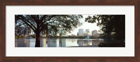 Framed Lake Eola, Orlando, Florida (black &amp; white) Print